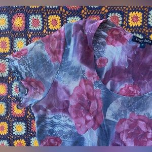 Vintage 90s Kenny Dana red floral mesh top 🌹 Size M